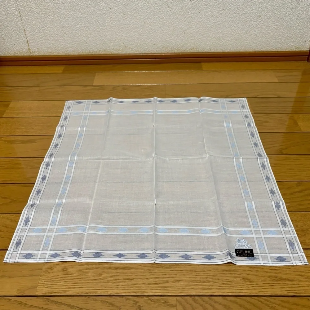 Celine Ivory and Sky Blue Unisex Handkerchief/Bandana 48cm x 47cm